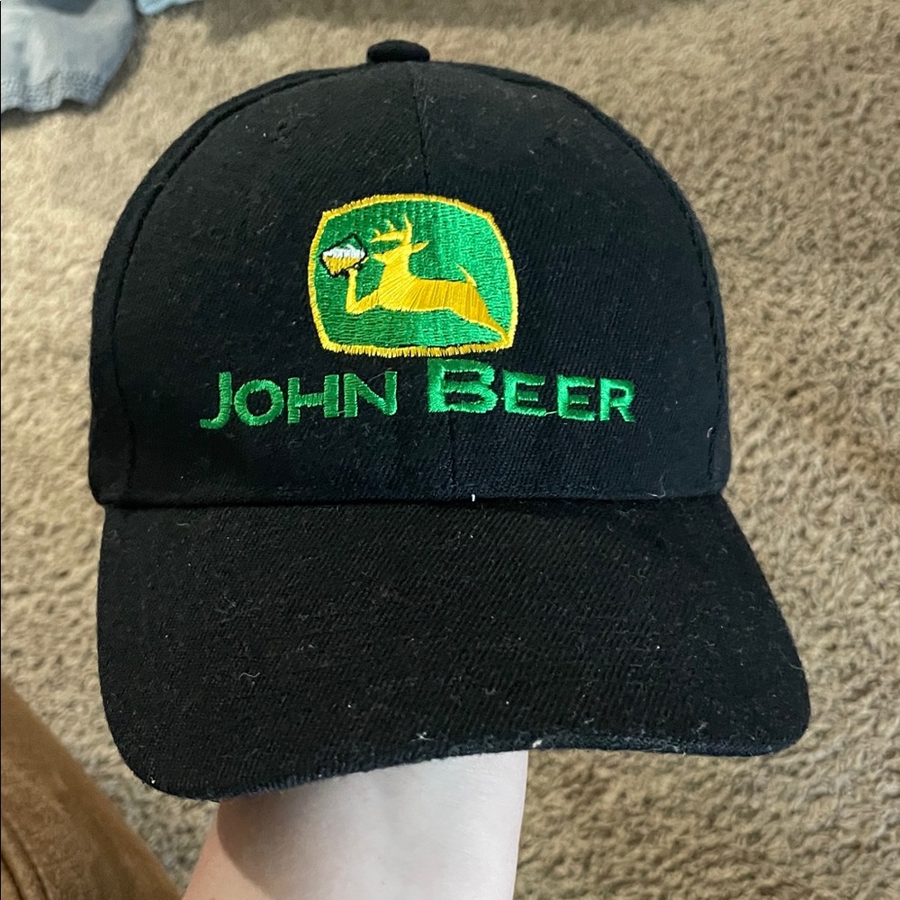 Black John Beer Cap with Green Logo